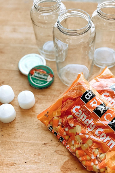 Reuse Old Jars to Craft: Candy Corn Decor